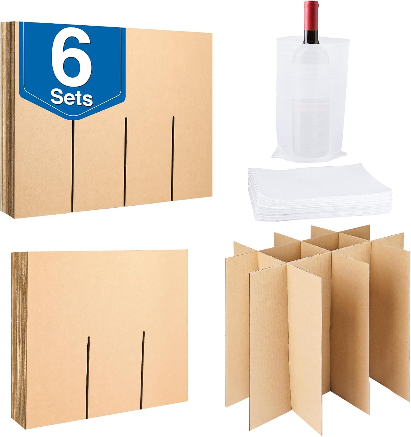 6 juegos de separadores de vidrio para mudanza, kit de caja de mudanza de cocina, cajas de mudanza de platos, kit de embalaje de platos de cocina