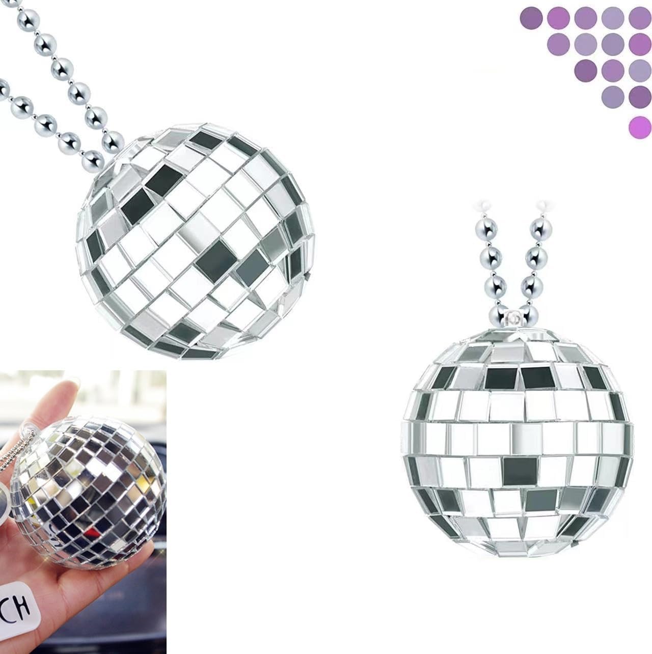 Accesorio de bola de discoteca para colgar, bola de discoteca con espejo, bola de discoteca para espejo de automóvil, colgante de coche de