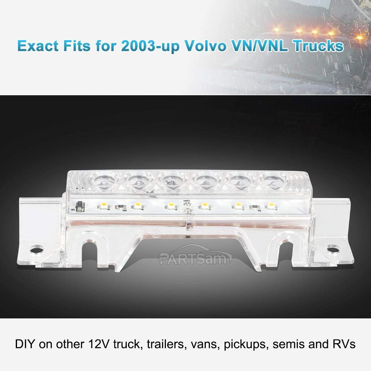 Partsam 5 piezas de lente transparente 6 LED ámbar cabina luz camión remolque cabina superior techo marcador luz impermeable luces reflectantes