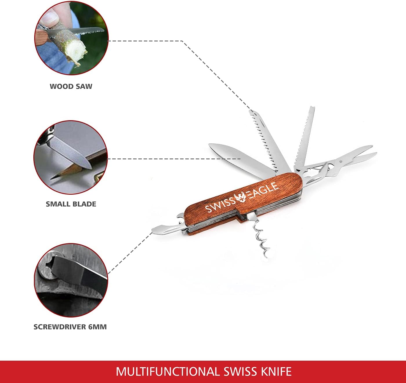 Swiss Eagle Cuchillo de ejército multiherramienta paquetes de 11 herramientas en tu bolsillo