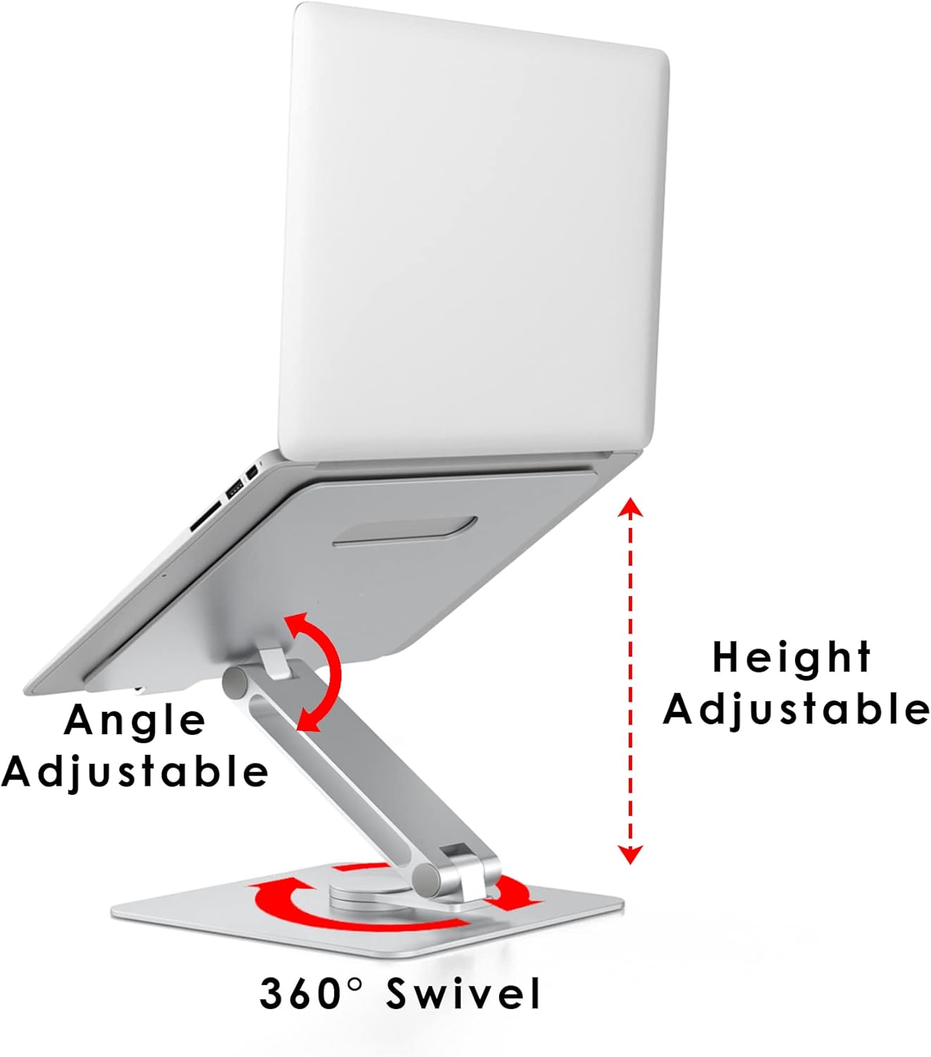 Soporte ergonómico plegable de altura ajustable portátil para portátil de 10 a 16 pulgadas compatible con soporte de escritorio MacBook (plata)