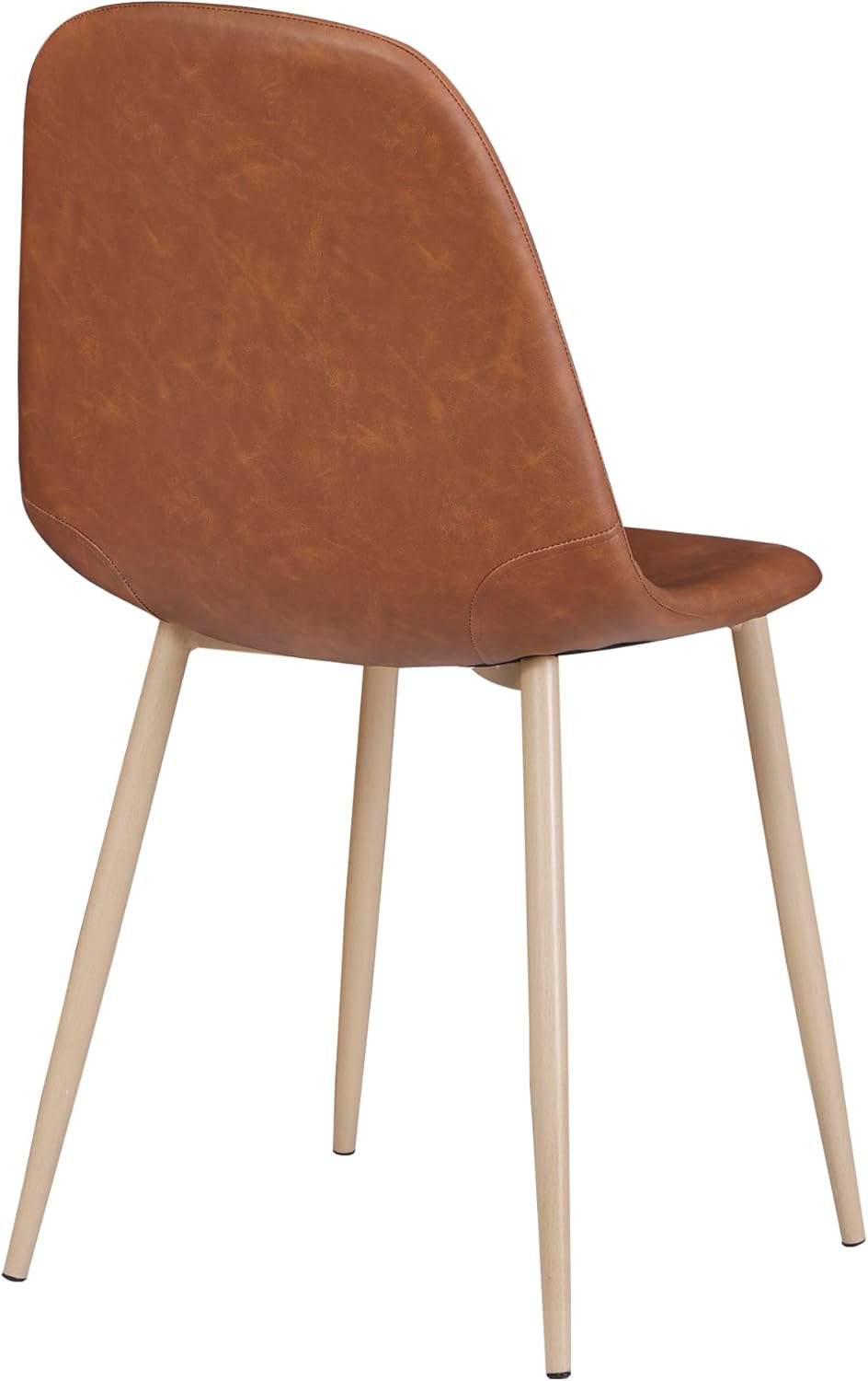 ZENY Juego de 4 sillas de comedor, sillas de comedor modernas de mediados de siglo, sillas acolchadas de piel sintética con patas de metal, sillas