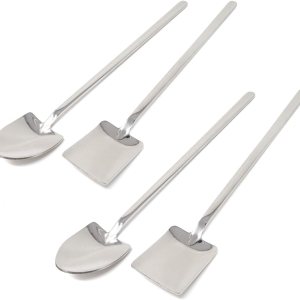Honbay Juego de 4 cucharas de helado de mango largo de acero inoxidable, cucharas para mezclar y agitar, palas para bar de fiesta en casa (plata) Honbay Juego de 4 cucharas de helado de mango largo de acero inoxidable, cucharas para mezclar y agitar, palas para bar de fiesta en casa (plata)