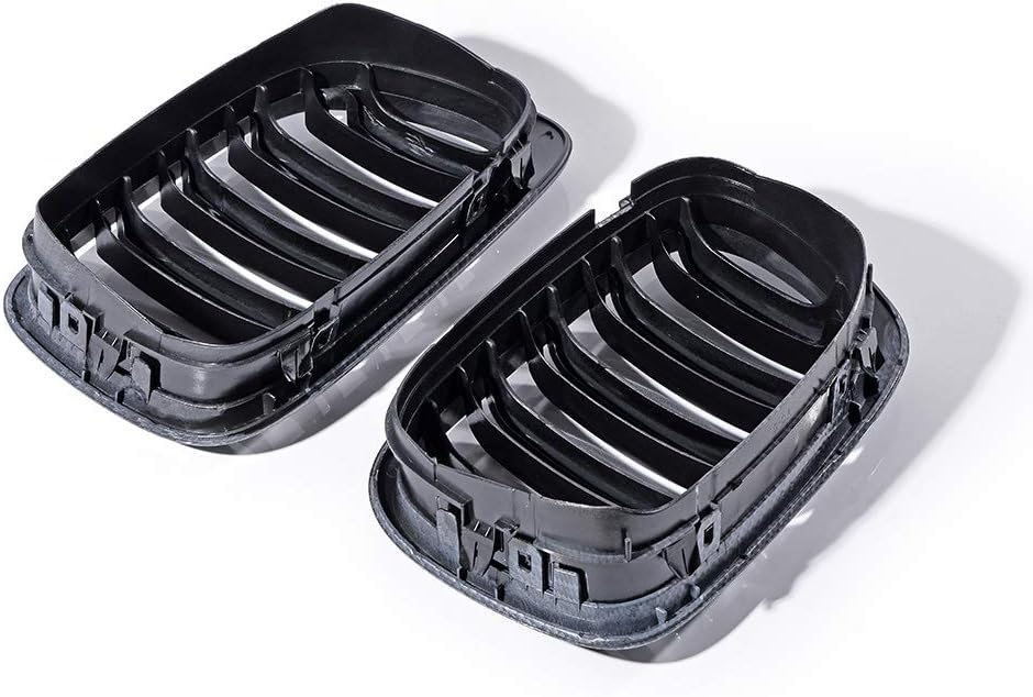 Par de capó frontal riñón rejilla de fibra de carbono negro brillante compatible con BMW E46 1999-2002 2-Door 318is 323is 328is 318i 323i 328i 328i