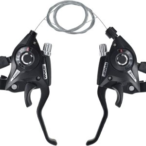 FOMTOR Juego de cambiadores de bicicleta de montaña de 3 x 7 de 21 velocidades, palanca de cambio de palanca de freno izquierda derecha con cables FOMTOR Juego de cambiadores de bicicleta de montaña de 3 x 7 de 21 velocidades, palanca de cambio de palanca de freno izquierda derecha con cables