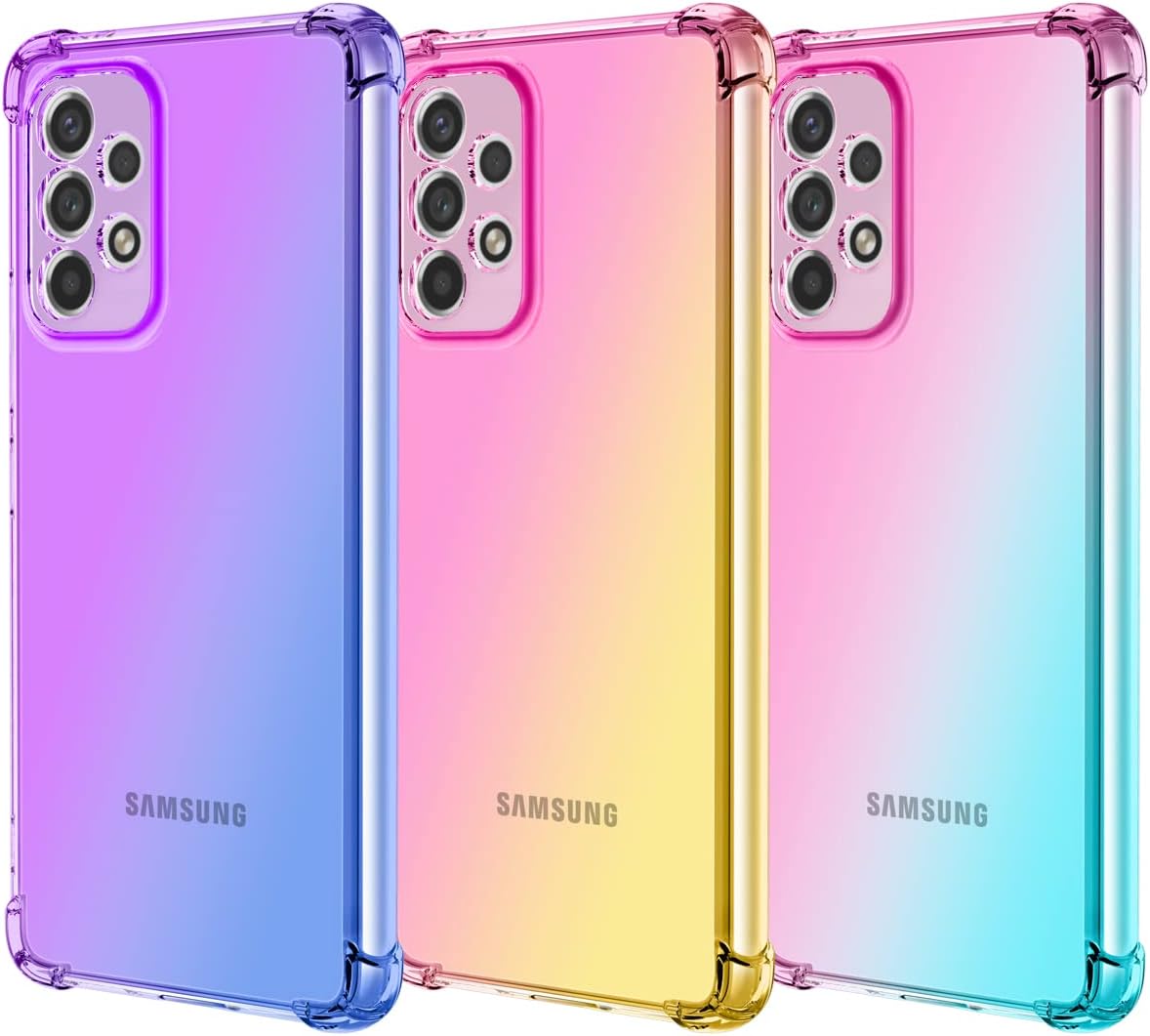 Osophter Funda para Samsung Galaxy A23 5G4G (rosa y verde azulado) con esquinas reforzadas transparentes y transparentes de poliuretano