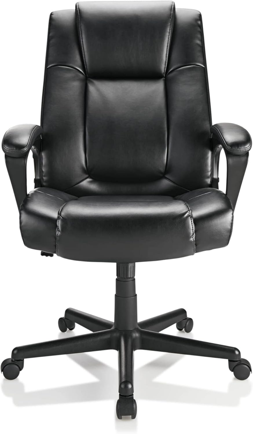 Realspace Hurston Silla ejecutiva de cuero regenerado con respaldo alto, negro, compatible con BIFMA