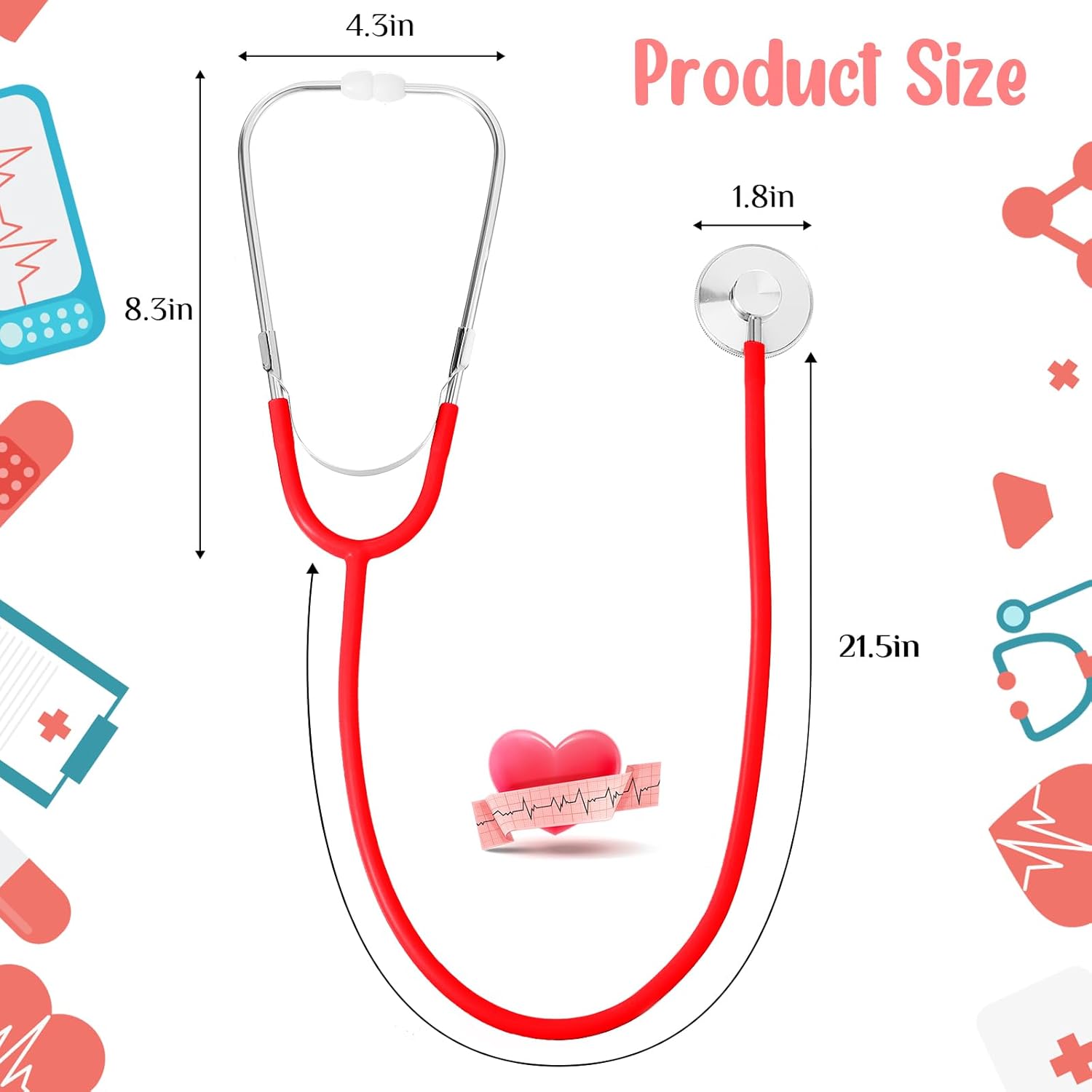 Estetoscopio de juguete para niños, estetoscopio de trabajo real para niños, estetoscopio de enfermería, kit de médico para juegos de rol, disfraz