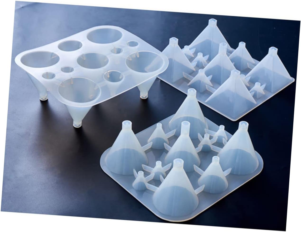 VILLCASE 2 moldes de silicona para resina súper pirámide de silicona DIY suministros de fabricación de pasteles para gelatinas vela cónica molde de
