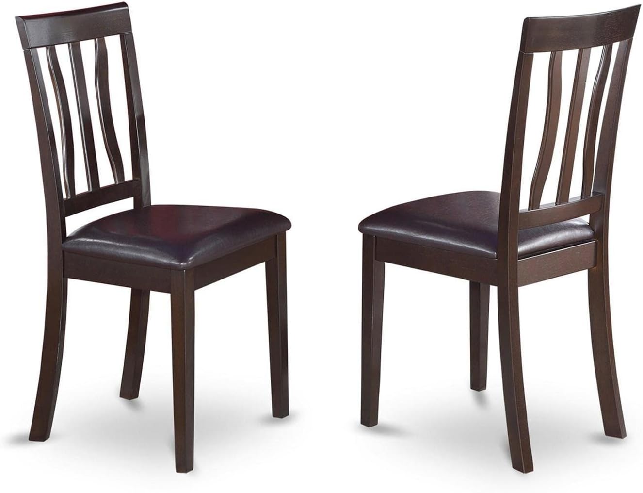 East West Muebles Silla De Comedor Envejecido con asiento de piel sintéticaConjunto de 2