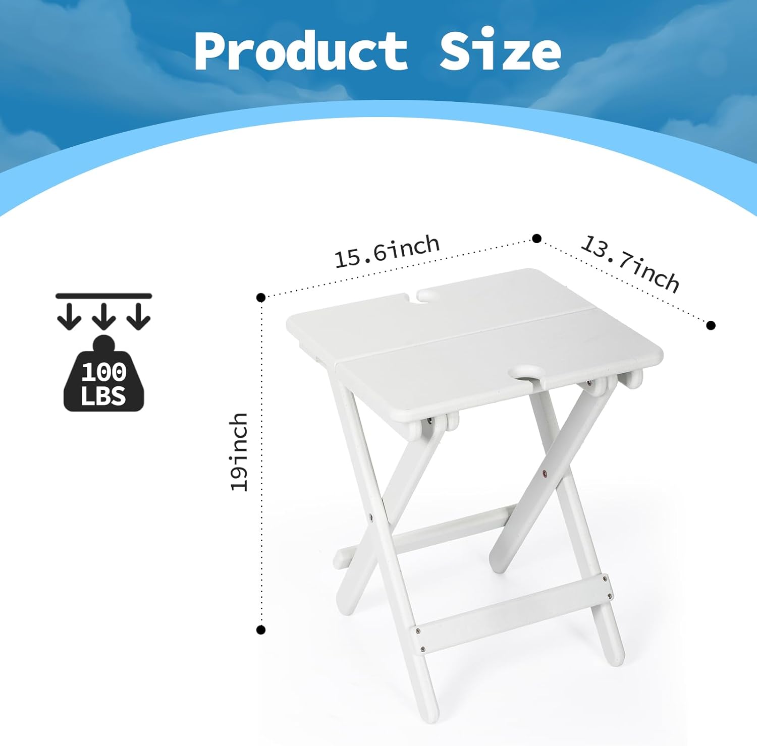 nalone Mesa auxiliar plegable portátil, mesa auxiliar Adirondack para exteriores con marco tipo X, mesa de patio pequeña de HDPE, mesa auxiliar