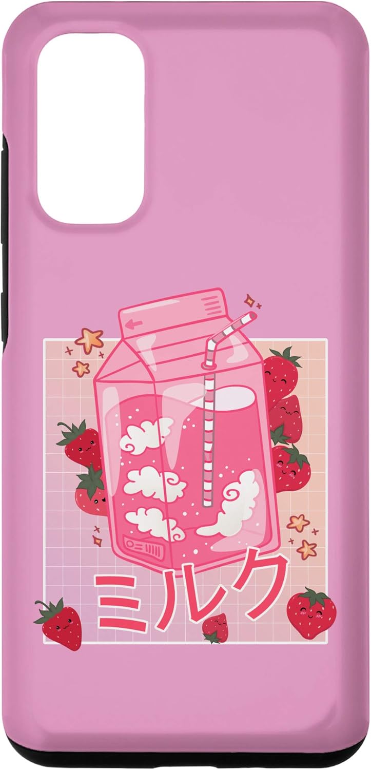 Estuche suave para batido de leche de fresa para Galaxy S20, color pastel japonés
