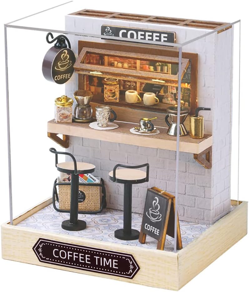 Mini casa de muñecas de madera a escala 124, a prueba de polvo, kit de casa de muñecas en miniatura con muebles para niños, adolescentes y adultos