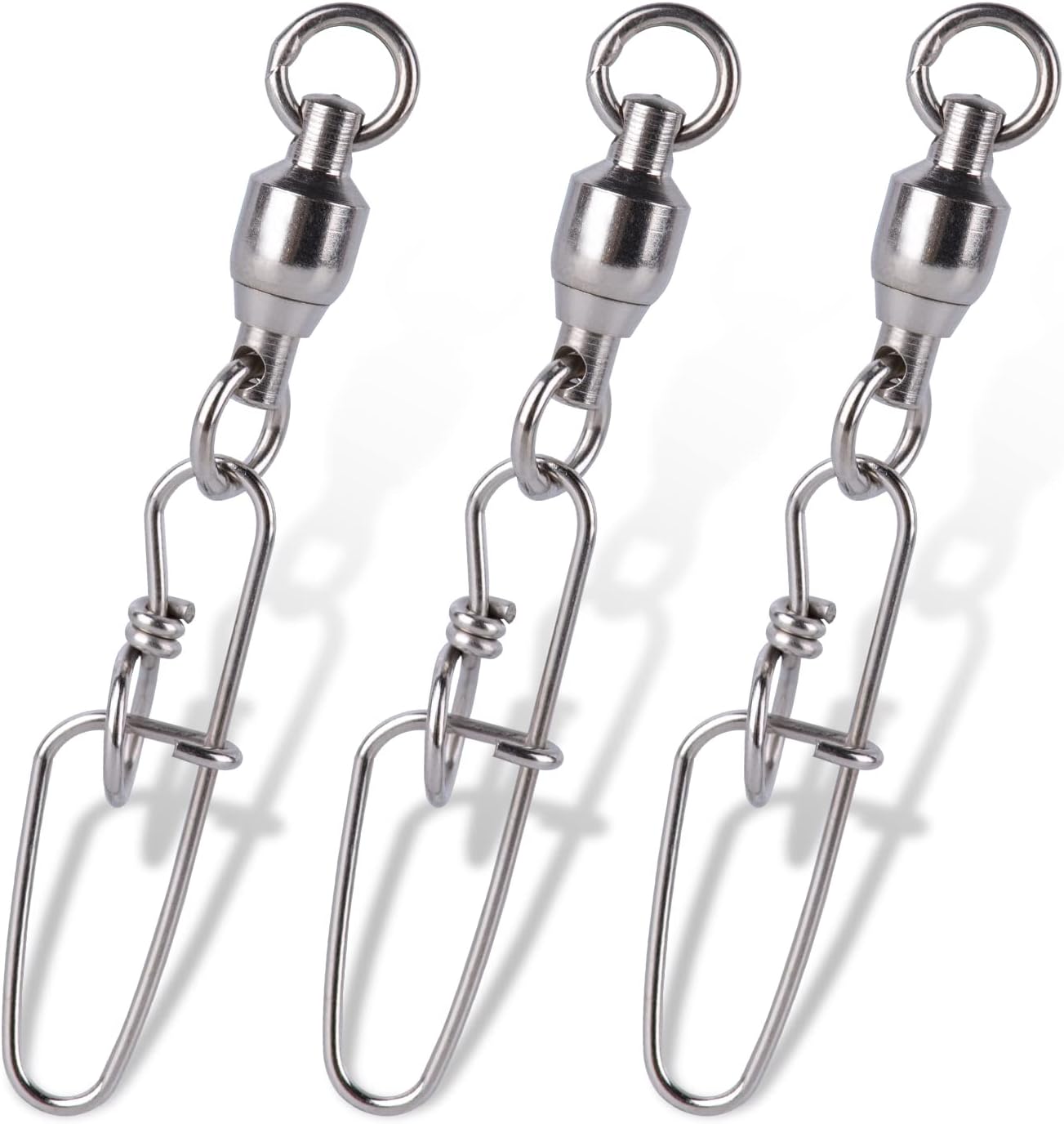 30 conectores giratorios de pesca en forma de T, giratorios luminosos con cuentas brillantes, barril de latón, triple aparejo de pesca para agua