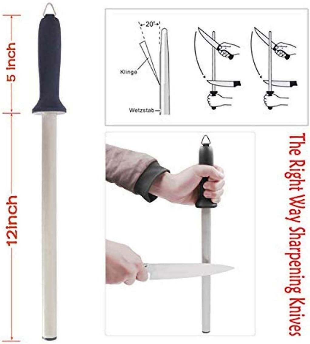 Varilla afiladora de cuchillos profesional de acero al carbono con diamante de 10 pulgadas  Cocina, hogar o caza  Master Chef, Hunter o Home Gourmet