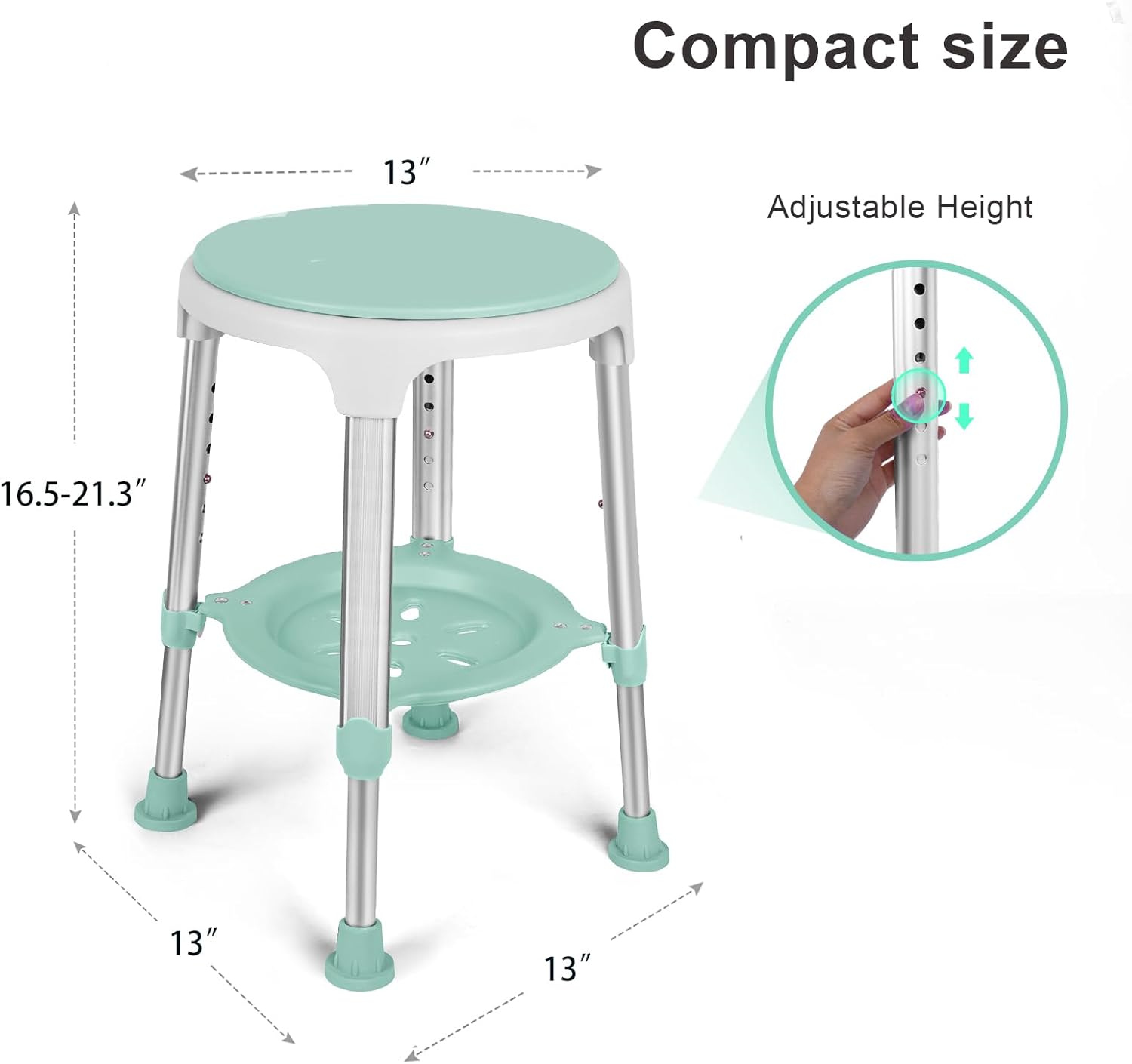 LEACHOI Silla de ducha para ducha interior, taburetes de ducha giratorios de 350 libras, silla de bañera ajustable y taburete de baño con bandeja de
