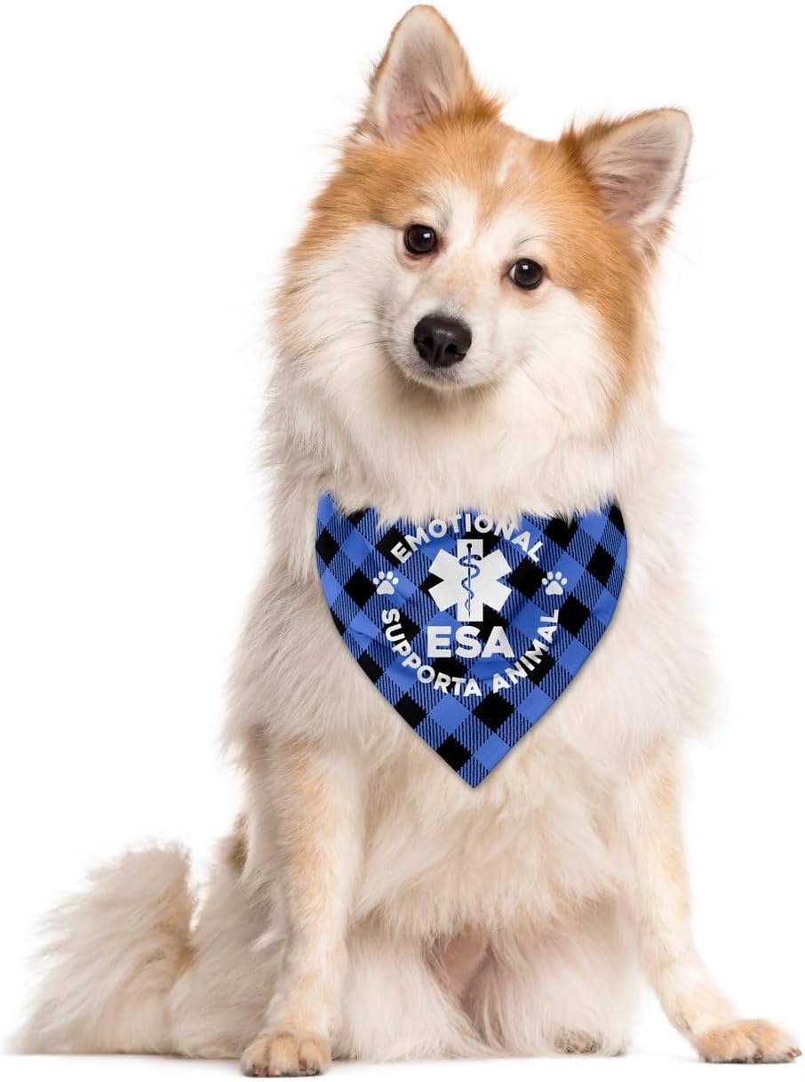 Bandana de apoyo emocional para perros, bandana para perro, bufanda a cuadros para mascotas, accesorios para bufanda para perros para mascotas,