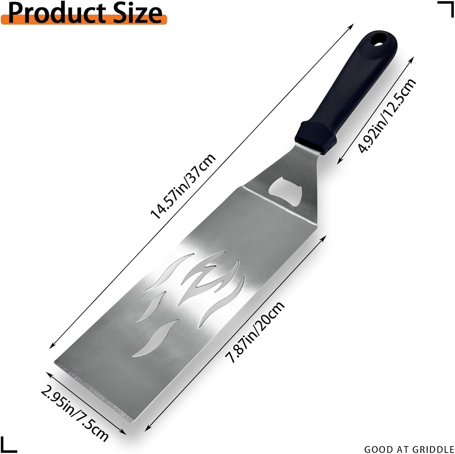 Espátula para parrilla de parte superior plana, espátula de parrilla para tapas planas, espátula de acero inoxidable para accesorios Blackstone,