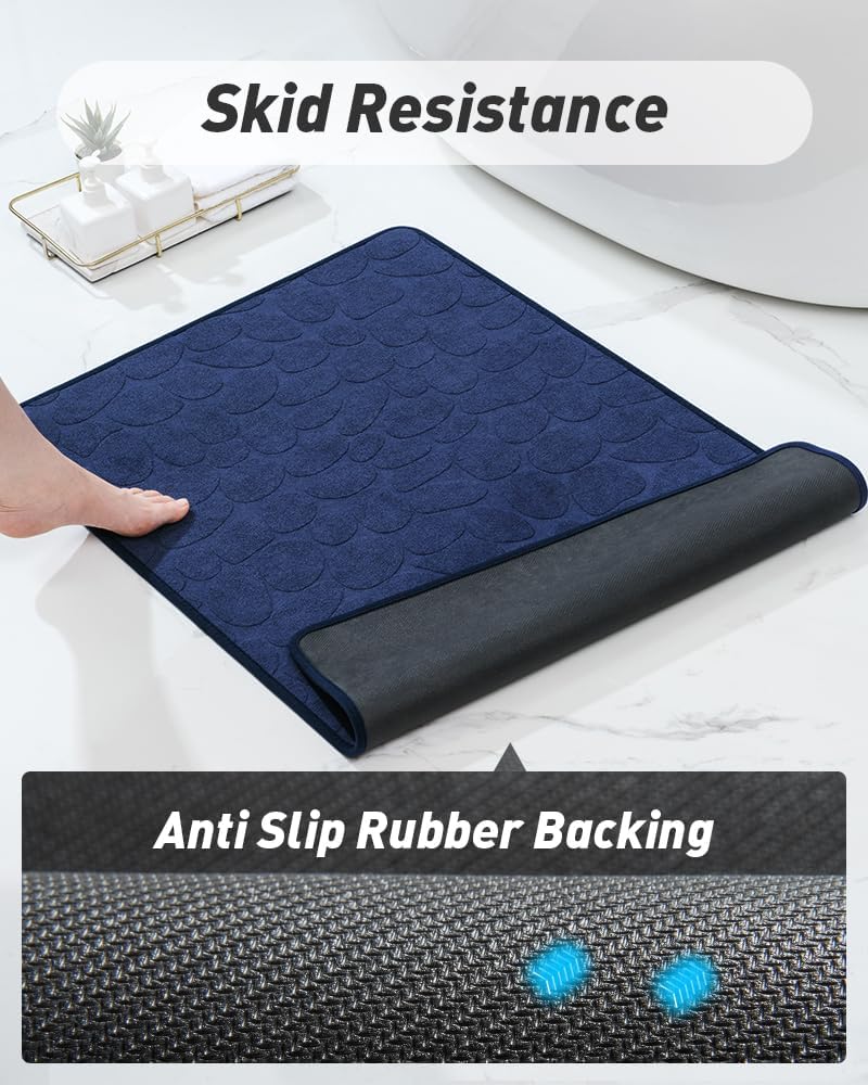 COCOER Tapete de baño antideslizante, súper absorbente, lavable para baño con parte trasera de goma, tapetes de baño finos para debajo de la puerta,
