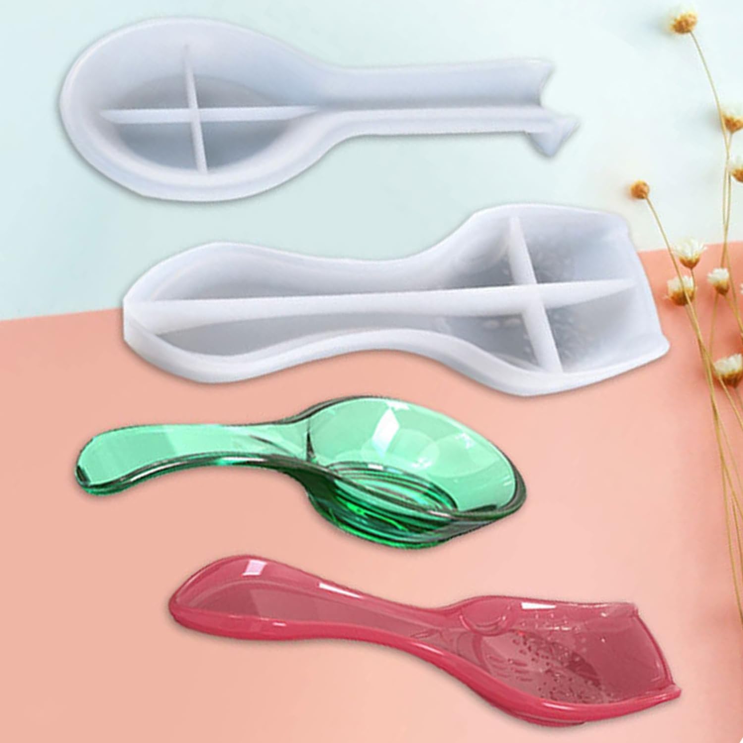 Moldes de silicona para resina,Soporte de cuchara de cristal epoxi molde,Soporte de joyería de reposo de utensilios,Molde de silicona para