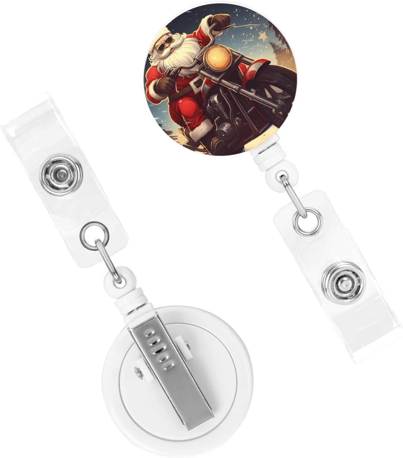 LZQPOEAS Carretes retráctiles con clip giratorio, soporte para tarjeta de identificación de motociclista de Santa Claus para enfermera, clip con