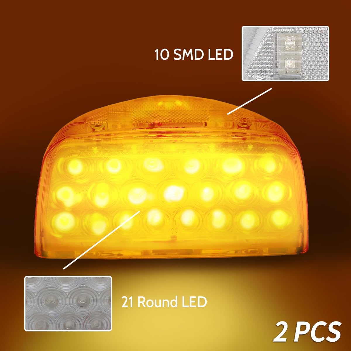 Señal de giro para Peterbilt, 31 luces LED triangulares ámbar Peterbilt con 3 cables de repuesto para Peterbilt 379 359 357 365 378 ámbar Ledlente