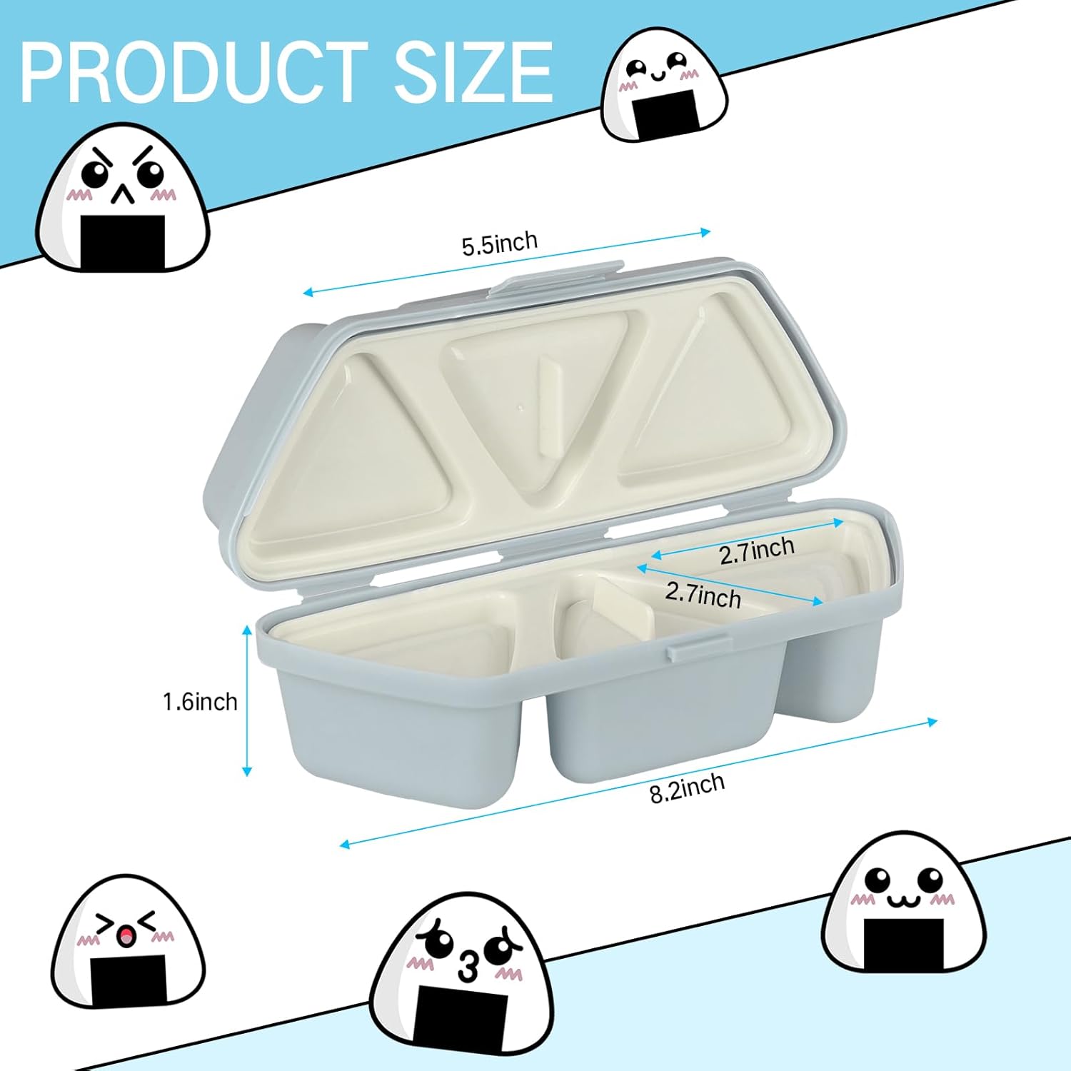 HIBILDER Molde de Onigiri 6 en 1, molde triangular para sushi, una vez que hace rápidamente 6 piezas de sushi, molde multifuncional para hacer y
