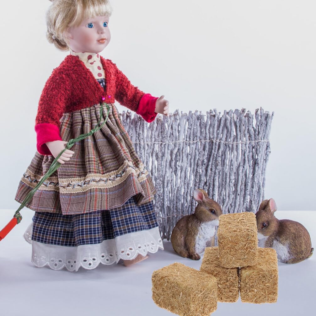 Unomor 8 piezas de pajar simulado accesorios de Navidad decoraciones de pastel de Navidad pequeñas balas de paja decoración de casa de muñecas en