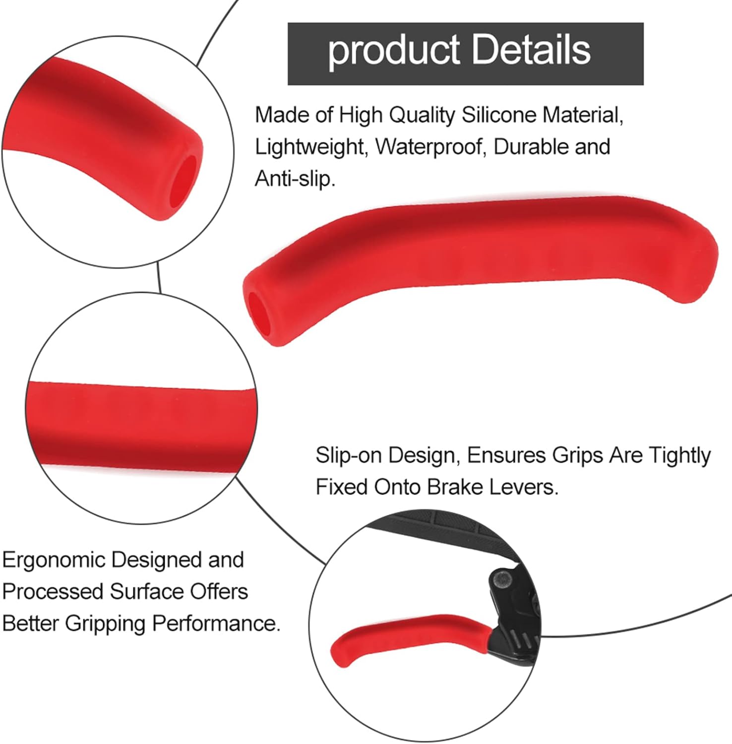 Zerone Empuñaduras de freno de bicicleta de 5 colores, cubierta de palanca de freno de bicicleta antideslizante, impermeable, protector de ciclismo,