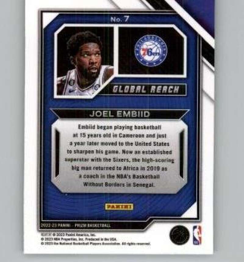 2022-23 Panini Prizm Global Reach #7 Joel Embiid Philadelphia 76ers NBA Basketball Trading Card