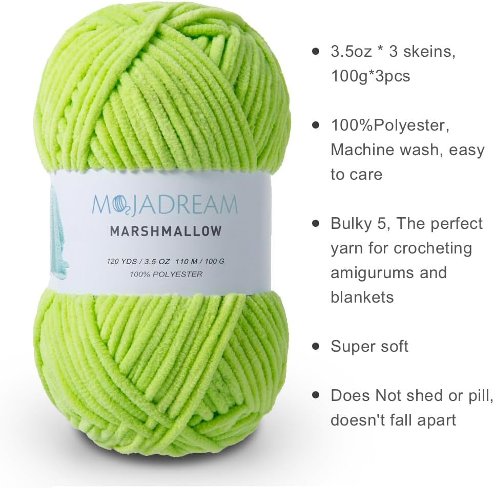 Hilo de felpilla para mantas Amigurumi hilo de terciopelo suave para bebé, hilo voluminoso para tejer y hacer ganchillo, paquete de 3 unidades de