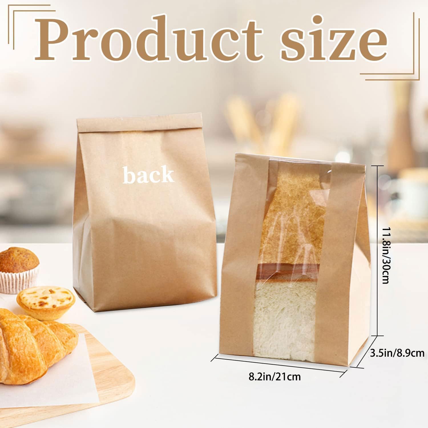 Bolsas de papel para pan, paquete de 30 unidades, bolsas de almacenamiento de pan caseras con ventana transparente, incluye calcomanías de sello de