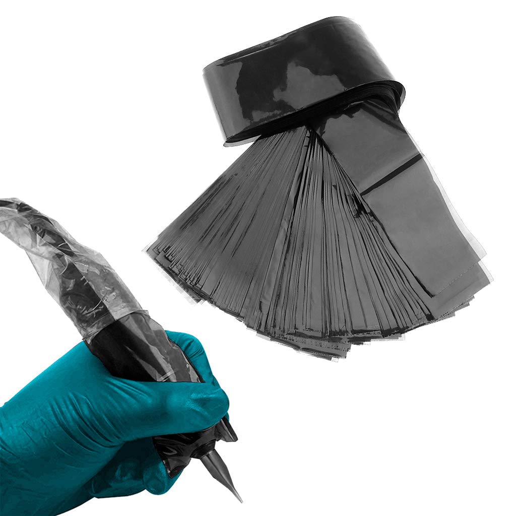 Fundas de plástico para tatuajes, 100 paquetes de cordón desechable para tatuajes, fundas de gancho para máquina de tatuaje de plástico (negro)
