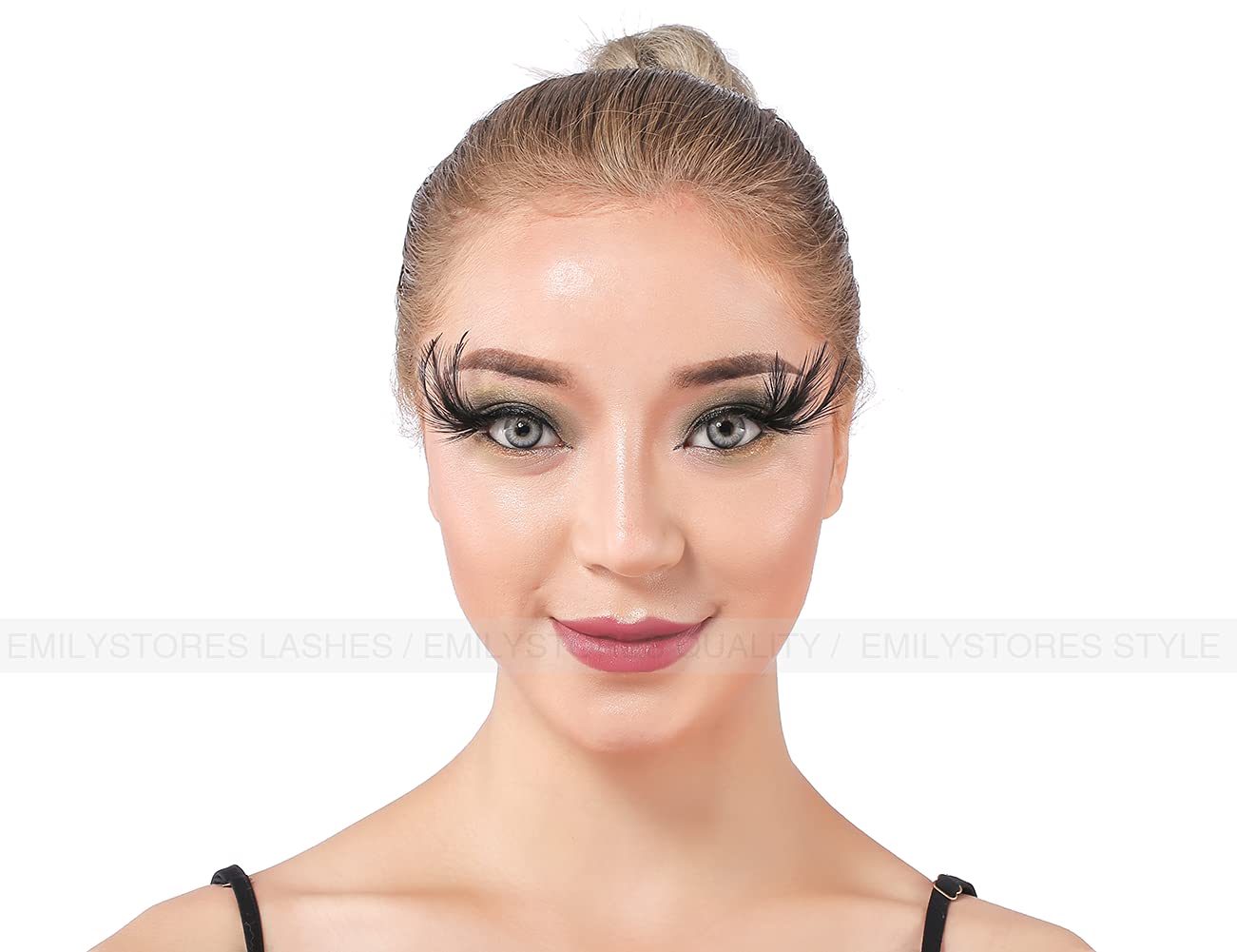 EMILYSTORES – Pestañas para disfraz de alas negras de plumas sintéticas para Halloween, pestañas dramáticas, aspecto de fiesta, 1 par