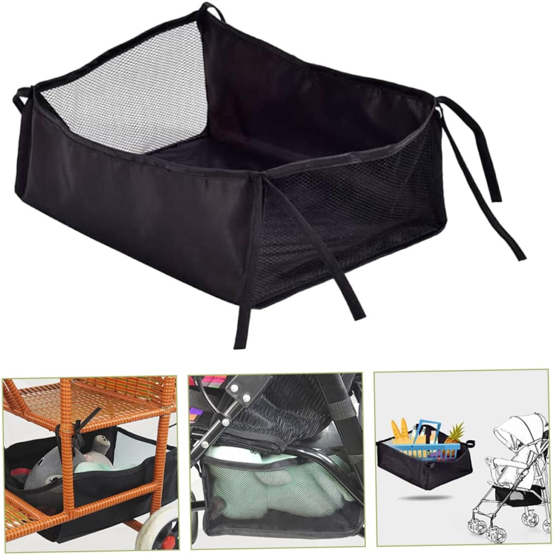 jojofuny Cesta inferior para cochecito de bebé, bolsa de guardería, accesorios para juguetes, pañales, necesidades del bebé