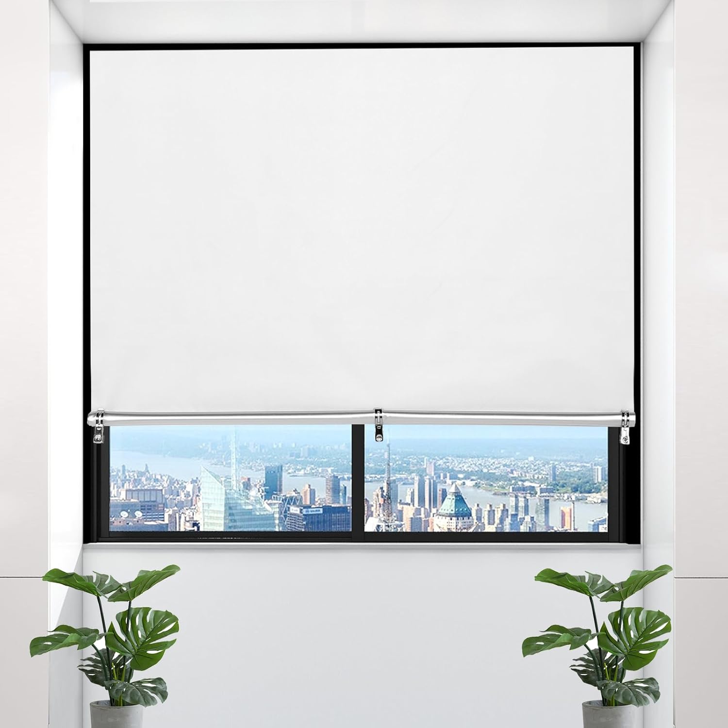 Persianas para ventanas, persianas enrollables 100% opacas, 36 x 72 pulgadas, sin cables, con cintas, sin taladro, persianas opacas de viaje,