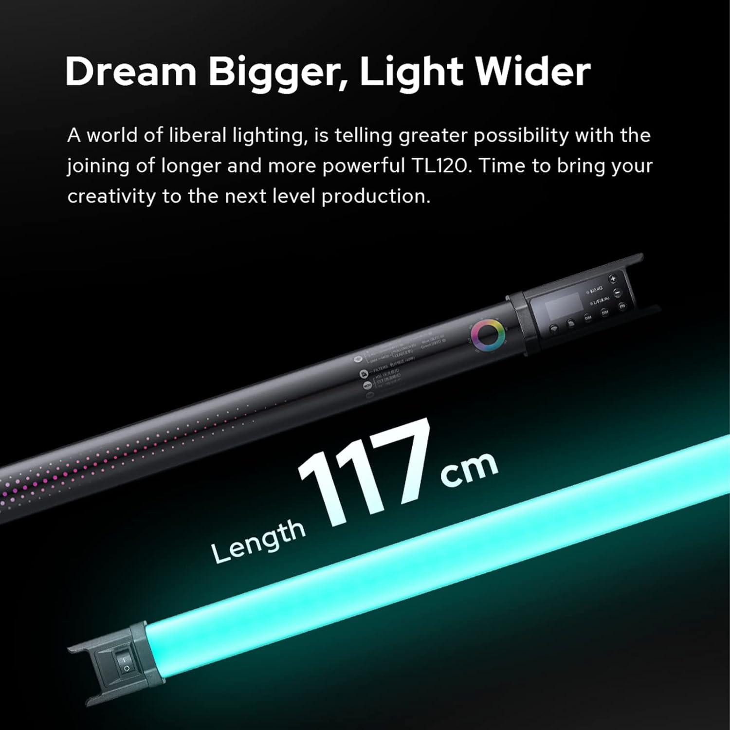 Godox TL120 RGB LED Video Light Stick Varita, Luz de tubo de mano, ajustable 2700K  6500K, batería de litio incorporada, CRI 96+ TLCI 98+, 360 a