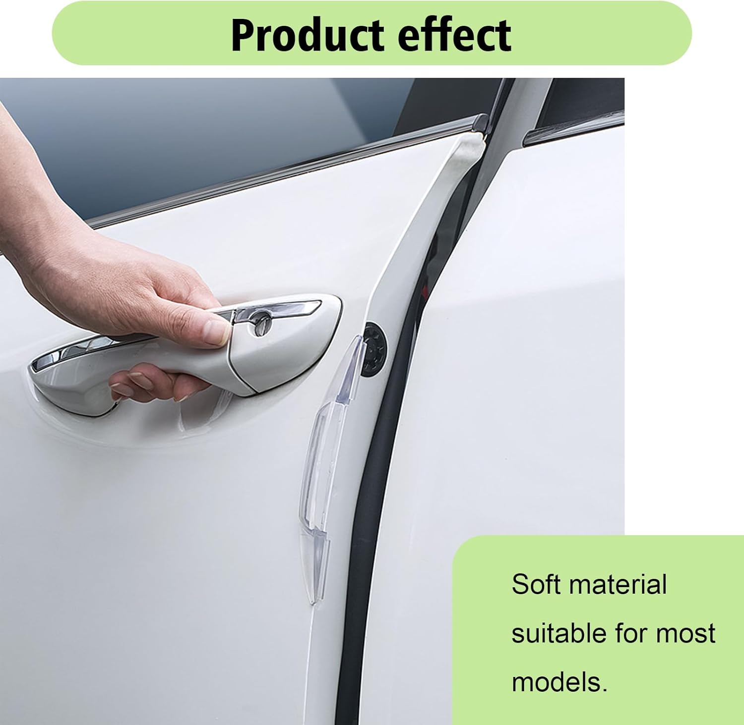 4 protectores de borde de puerta de automóvil con adhesivo, 2 protectores de plástico impermeables de 5.7 x 0.8 pulgadas, 2 protectores de puerta