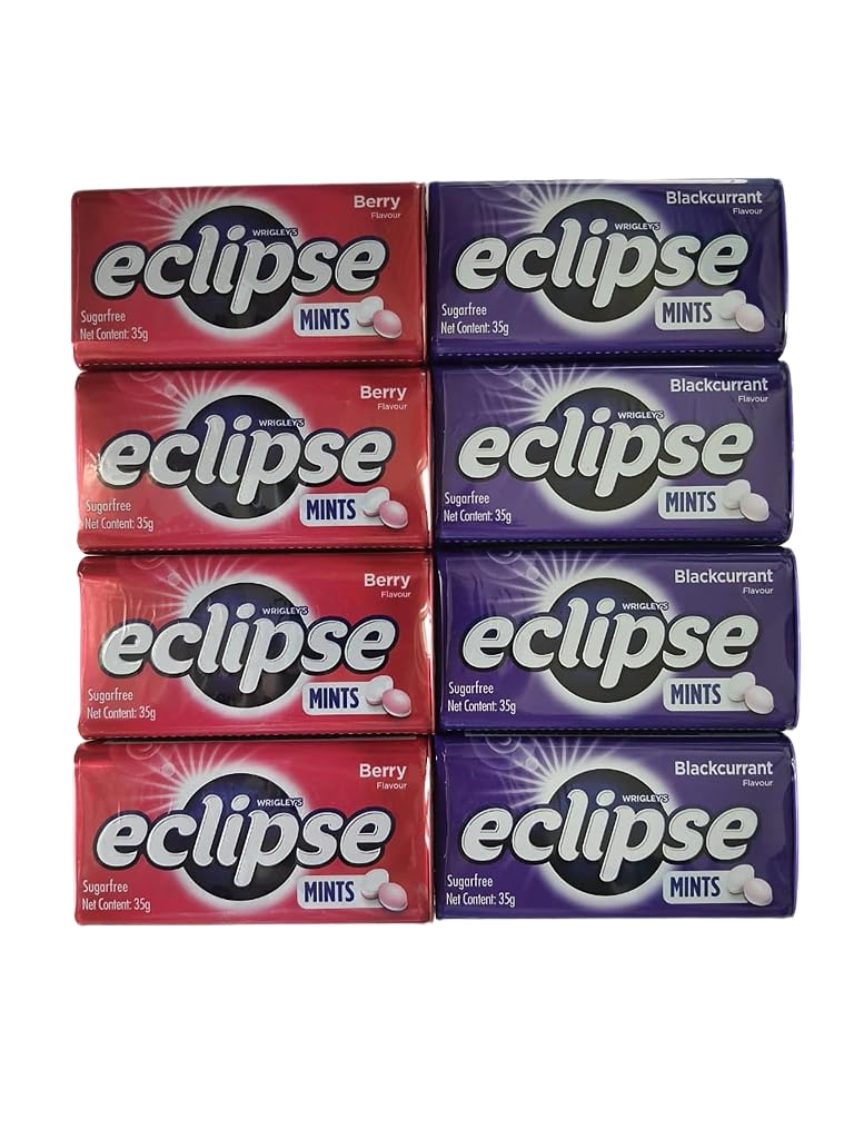 Lata de caramelo de menta afrutada sin azúcar, no derretida, 4 latas y 4 latas sabor grosella negra, 1.24 onzas por lata (paquete de 8 latas)