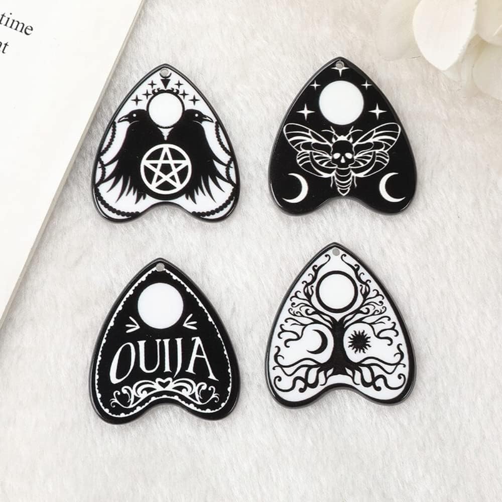 8 Uija Dijes de tablero acrílico colgante sol luna magia adivinación joyería hallazgos para pendientes collar bricolaje, Acrílico Zinc, No es una