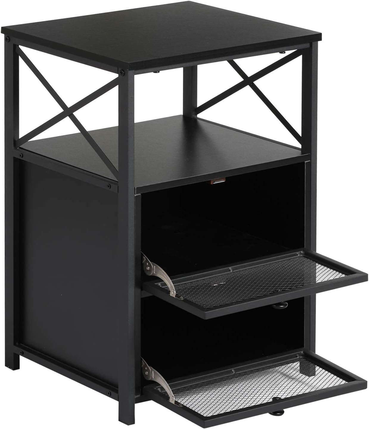 VECELO – Mesita de noche, mesa auxiliar con espacio de almacenamiento y puerta, mesitas de noche modernas para sala de estar, dormitorio, negro