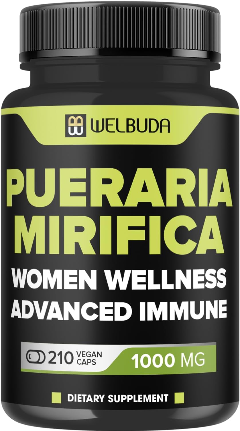 Cápsulas Pueraria Mirifica de 1000 mg con raíz de maca, raíz de Tongkat Ali, saúco, equinácea y más, apoya el bienestar de las mujeres de forma