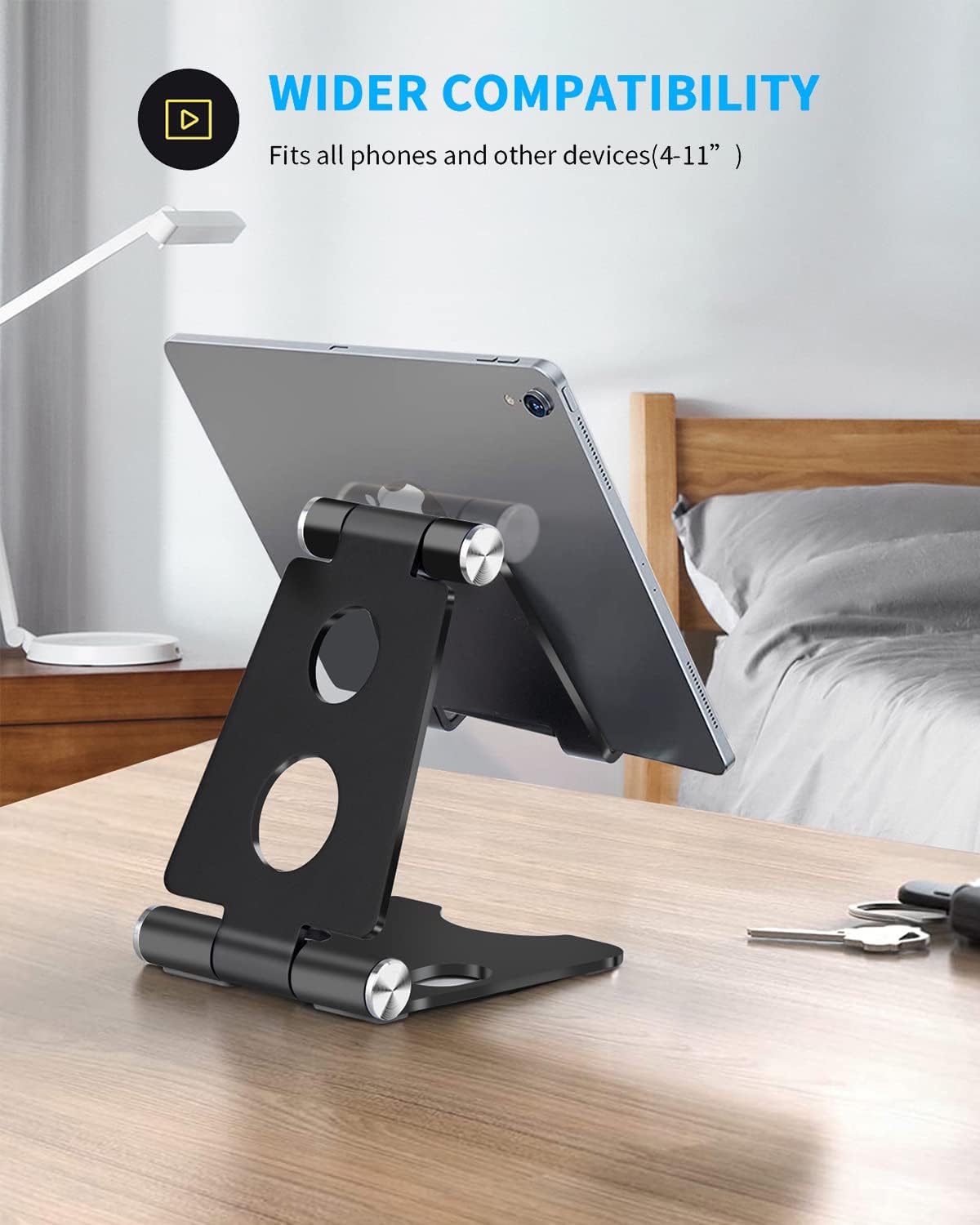 Paquete de 2 soportes para teléfono, soporte plegable de aluminio completo para teléfono móvil, soporte de teléfono de escritorio para teléfonos