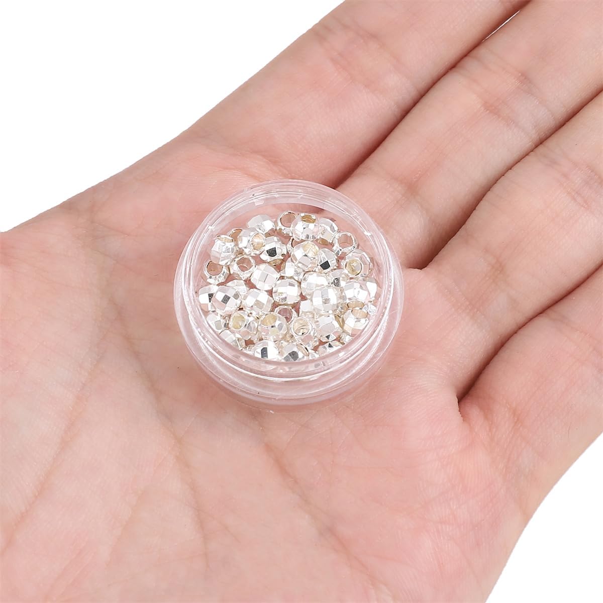 Láser plateado redondo espaciador granos 0.157×0.157 in 50pcs para la fabricación de joyas hallazgos no se deslustra