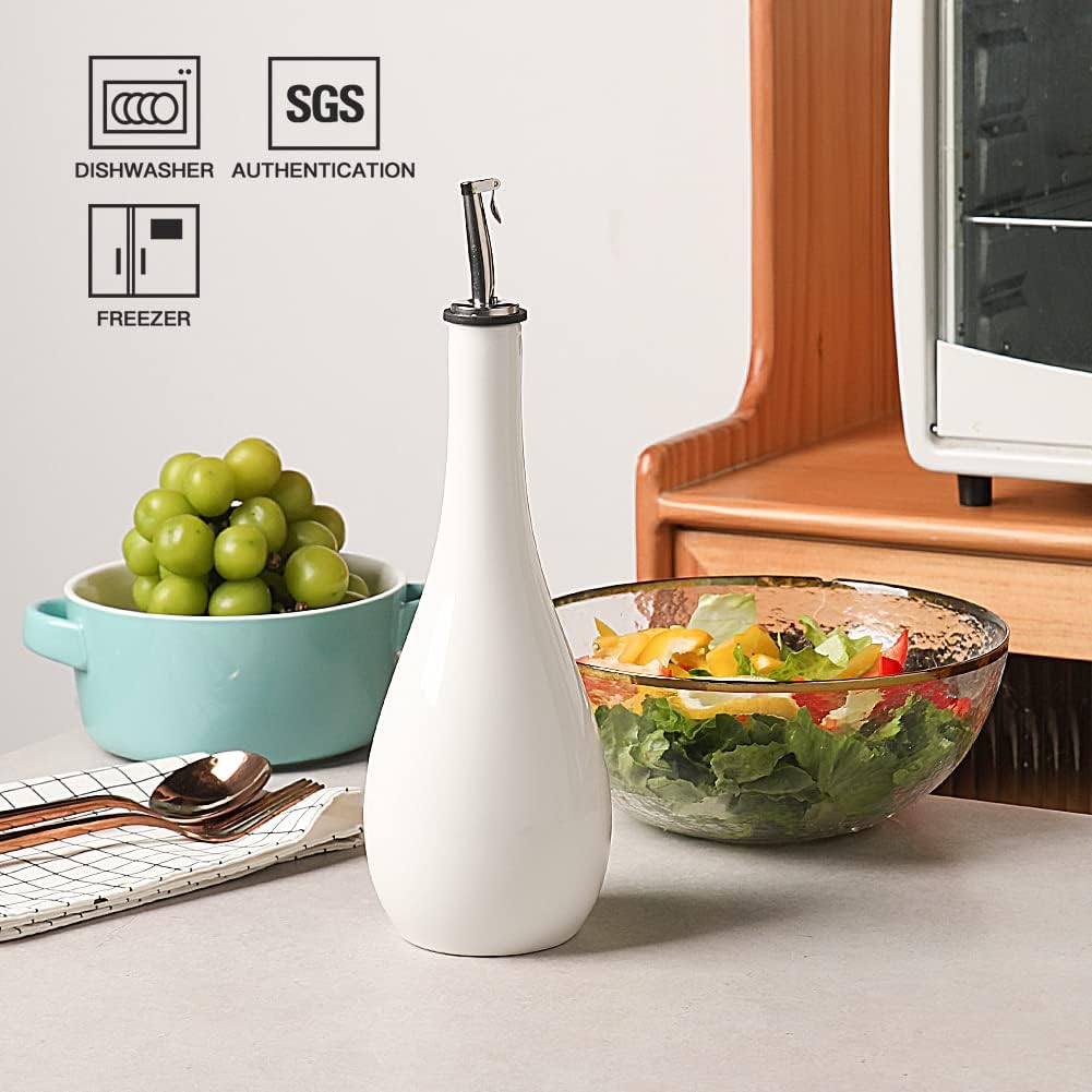 Sweejar Botella dispensadora de aceite de oliva de cerámica, aceite opaco protege el aceite para reducir la oxidación, adecuado para almacenamiento