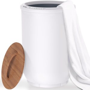 Calentadores de toallas de lujo para baño, tapa de madera, cubo grande para calentador de toallas, apagado automático, se adapta a hasta dos toallas Calentadores de toallas de lujo para baño, tapa de madera, cubo grande para calentador de toallas, apagado automático, se adapta a hasta dos toallas