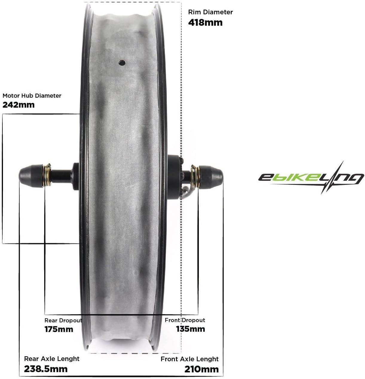 EBIKELING Kit de conversión de bicicleta eléctrica impermeable con batería de 20 pulgadas, neumático de grasa de conducción directa, rueda delantera