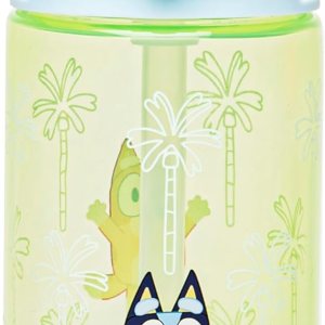 Zak Designs Sage Bluey Botella de agua para niños, escuela o viajes, plástico duradero, 16onzas, con popote, asa, tapa, boquilla abatible, a prueba Zak Designs Sage Bluey Botella de agua para niños, escuela o viajes, plástico duradero, 16onzas, con popote, asa, tapa, boquilla abatible, a prueba