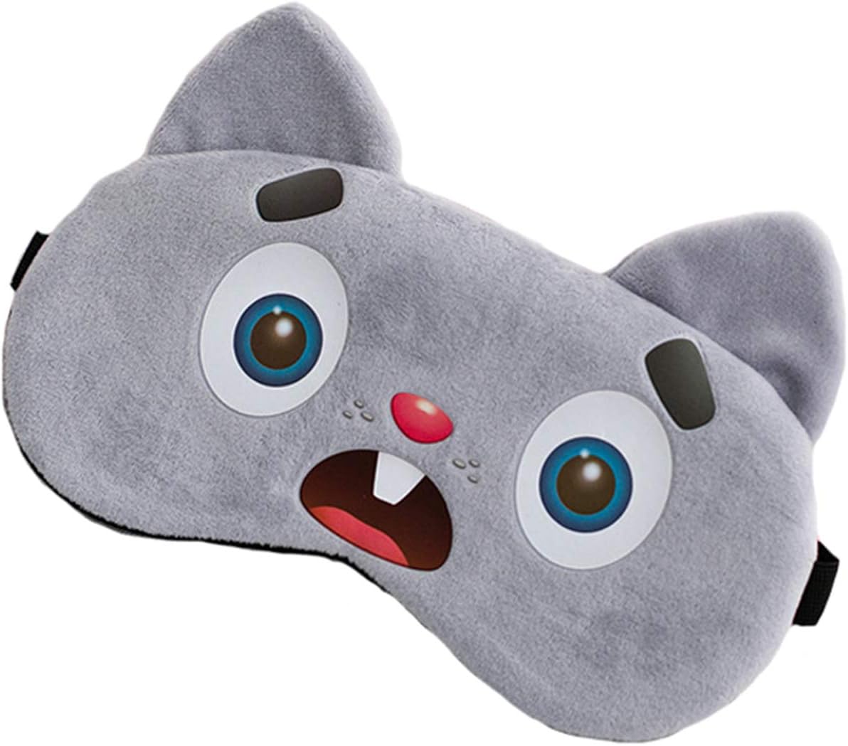 Linda máscara de ojos de perro gris con dibujos animados novedosos para dormir, máscara corta de felpa para dormir, máscara de dormir con los ojos