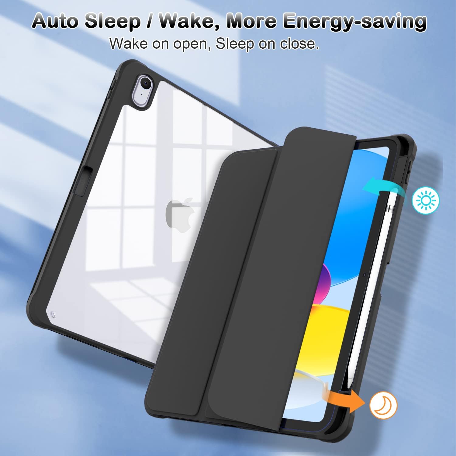 OKP Funda para iPad de 10.9 pulgadas con soporte triple, función de encendido y apagado automático, funda protectora para iPad de 10.9 pulgadas con